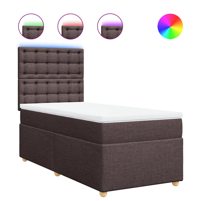 Pat box spring cu saltea, maro închis, 90x190 cm, textil - WALTI WALTI