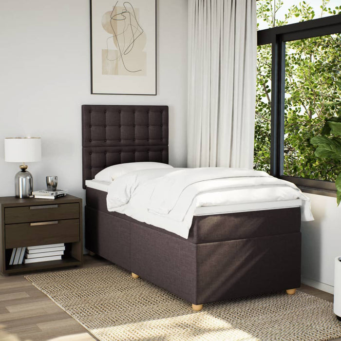 Pat box spring cu saltea, maro închis, 90x190 cm, textil - WALTI WALTI