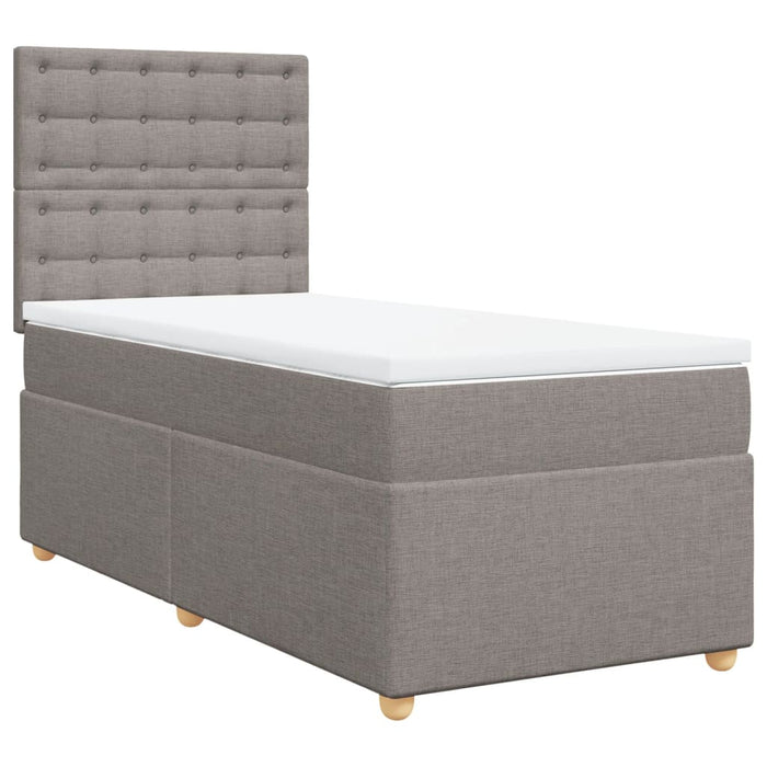 Pat box spring cu saltea, gri taupe, 90x190 cm, textil - WALTI WALTI
