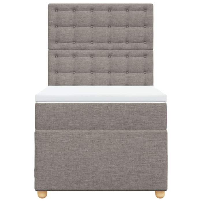 Pat box spring cu saltea, gri taupe, 90x190 cm, textil - WALTI WALTI