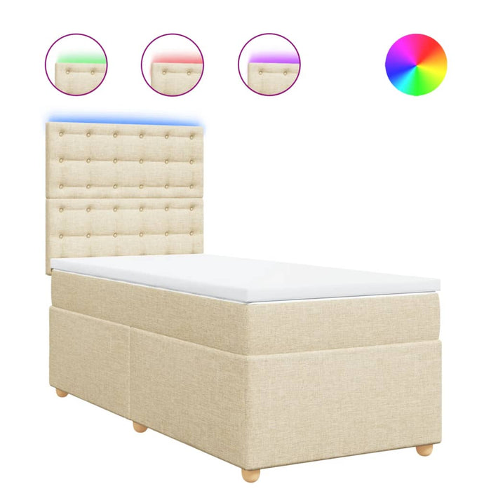 Pat box spring cu saltea, crem, 90x190 cm, textil - WALTI WALTI