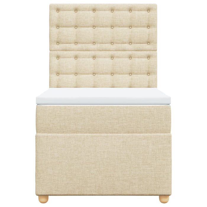 Pat box spring cu saltea, crem, 90x190 cm, textil - WALTI WALTI
