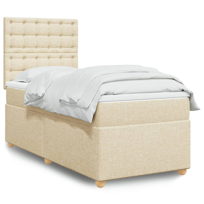 Pat box spring cu saltea, crem, 90x190 cm, textil - WALTI WALTI