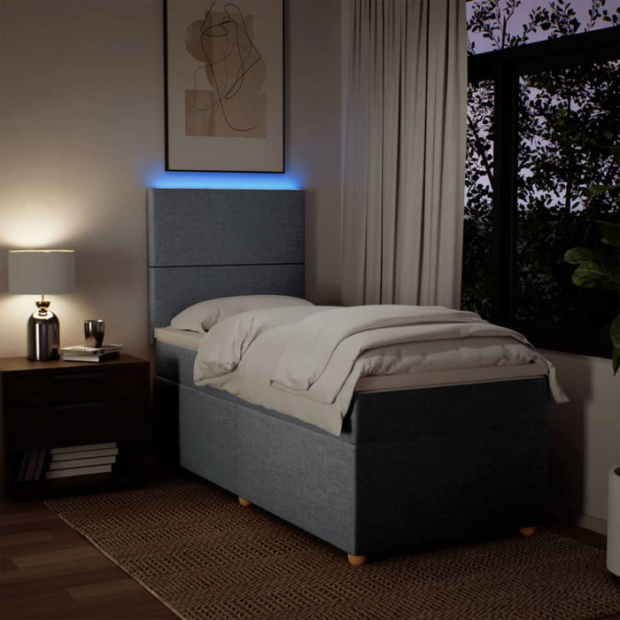 Pat box spring cu saltea, gri deschis, 90x200 cm, textil - WALTI WALTI