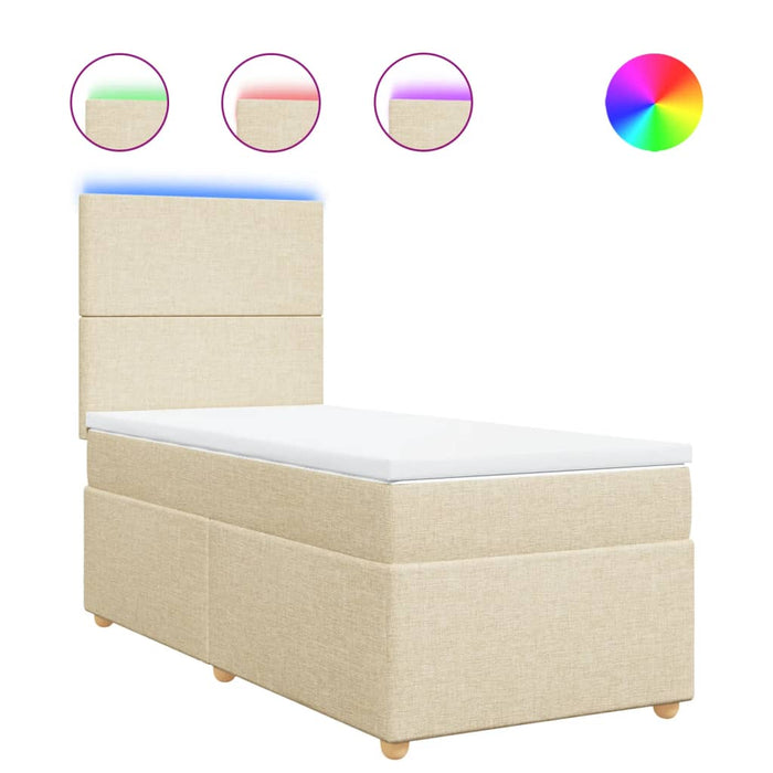 Pat box spring cu saltea, crem, 90x200 cm, textil - WALTI WALTI