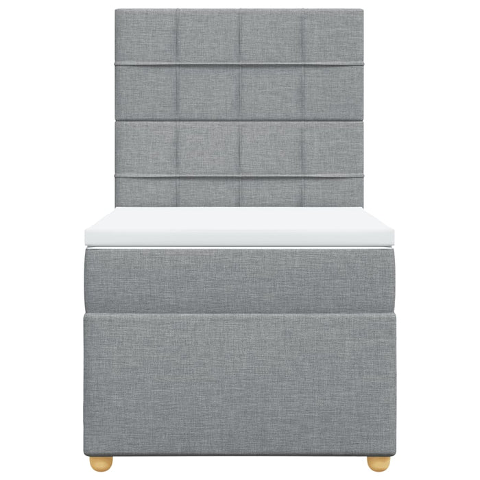 Pat box spring cu saltea, gri deschis, 90x200 cm, textil - WALTI WALTI