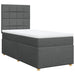 Pat box spring cu saltea, gri închis, 90x200 cm, textil - WALTI WALTI