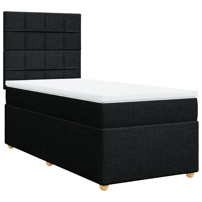 Pat box spring cu saltea, negru, 90x200 cm, textil - WALTI WALTI