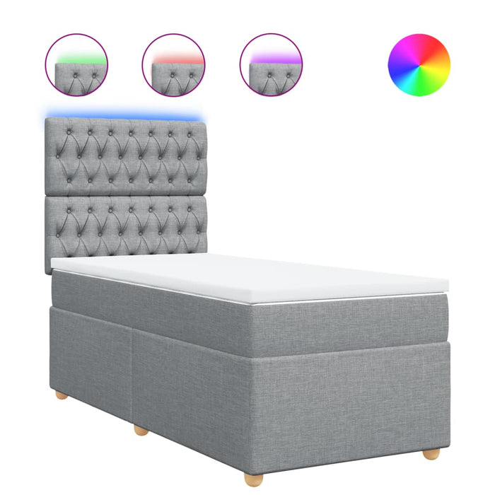 Pat box spring cu saltea, gri deschis, 90x200 cm, textil - WALTI WALTI