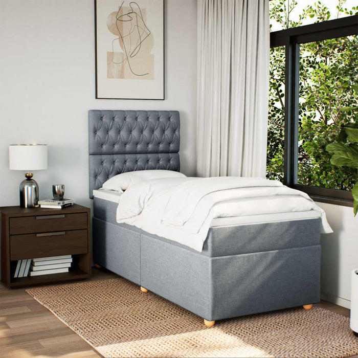 Pat box spring cu saltea, gri deschis, 90x200 cm, textil - WALTI WALTI