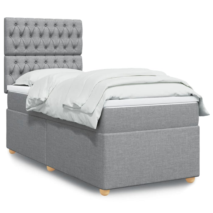 Pat box spring cu saltea, gri deschis, 90x200 cm, textil - WALTI WALTI