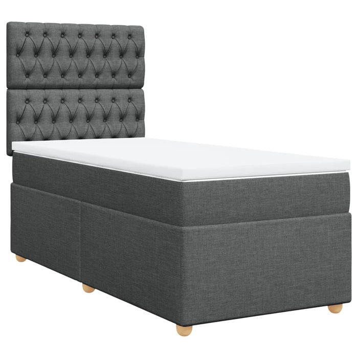 Pat box spring cu saltea, gri închis, 90x200 cm, textil - WALTI WALTI