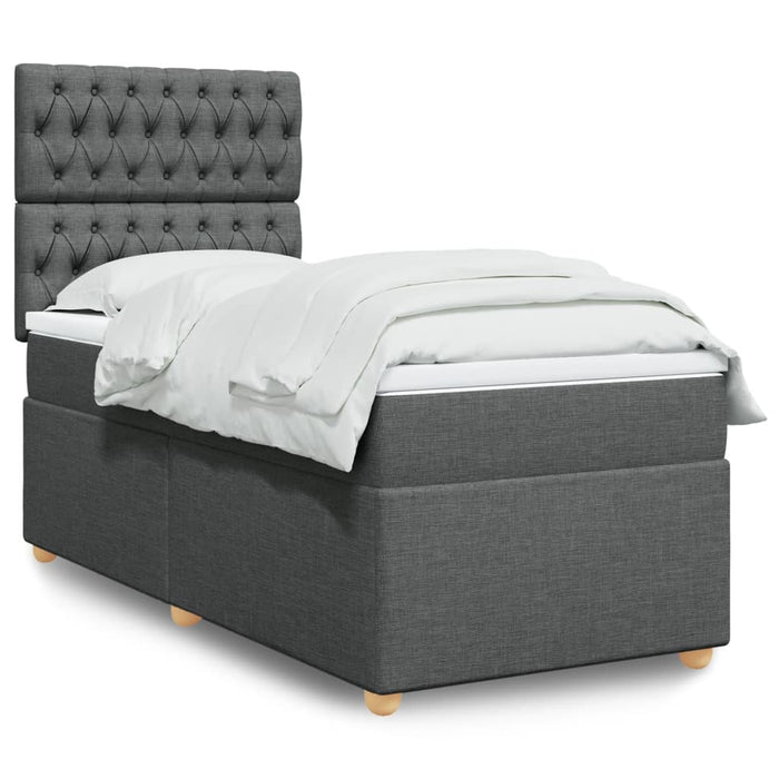 Pat box spring cu saltea, gri închis, 90x200 cm, textil - WALTI WALTI
