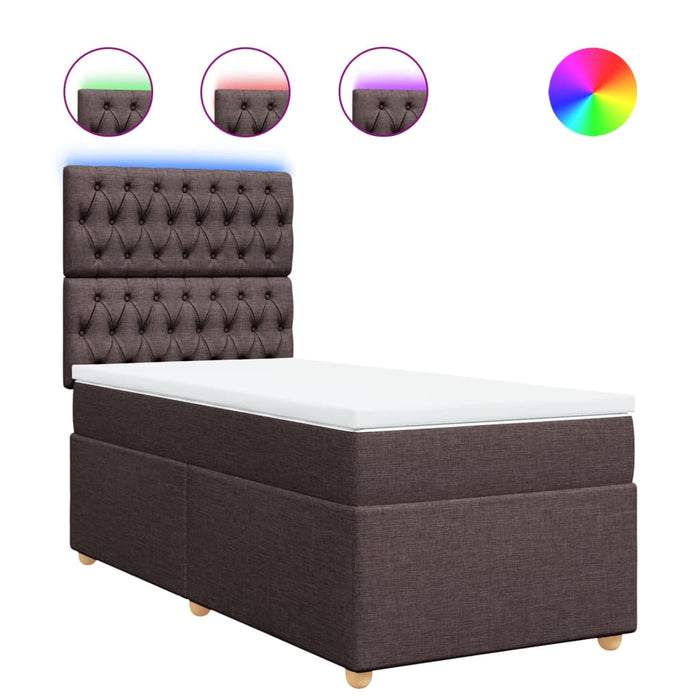 Pat box spring cu saltea, maro închis, 90x200 cm, textil - WALTI WALTI