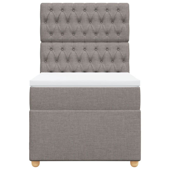 Pat box spring cu saltea, gri taupe, 90x200 cm, textil - WALTI WALTI