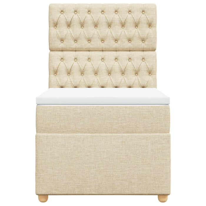 Pat box spring cu saltea, crem, 90x200 cm, textil - WALTI WALTI