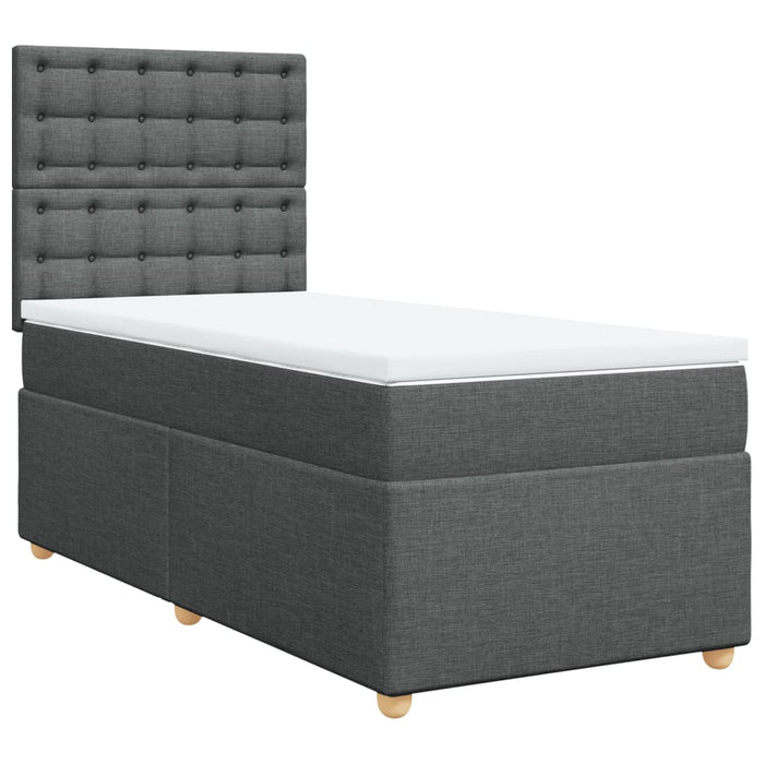 Pat box spring cu saltea, gri închis, 90x200 cm, textil - WALTI WALTI