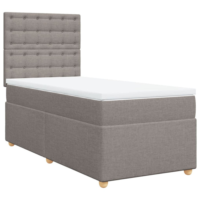Pat box spring cu saltea, gri taupe, 90x200 cm, textil - WALTI WALTI