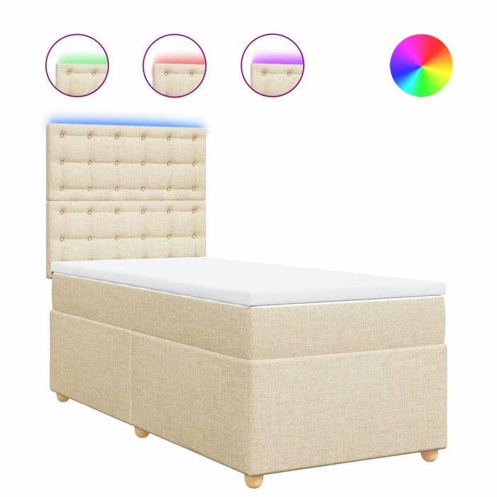 Pat box spring cu saltea, crem, 90x200 cm, textil - WALTI WALTI