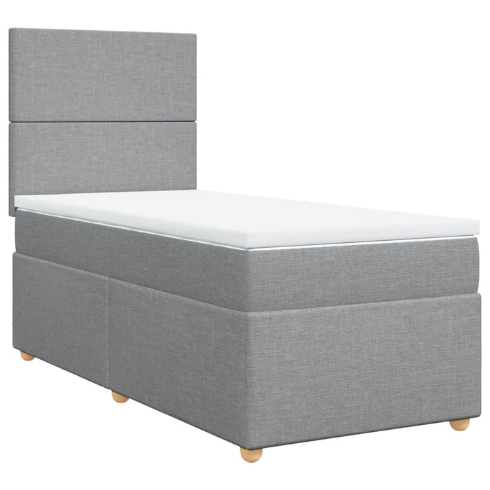 Pat box spring cu saltea, gri deschis, 100x200 cm, textil - WALTI WALTI