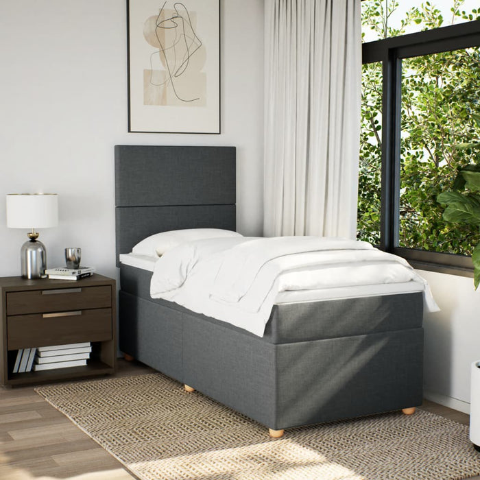 Pat box spring cu saltea, gri închis, 100x200 cm, textil - WALTI WALTI