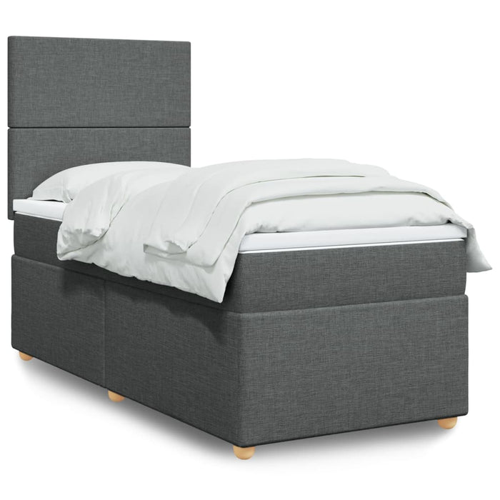 Pat box spring cu saltea, gri închis, 100x200 cm, textil - WALTI WALTI