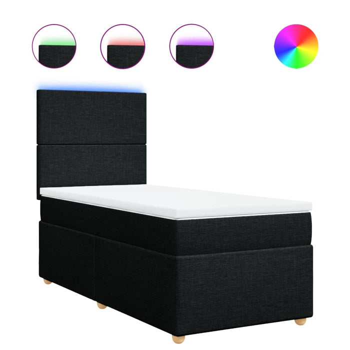 Pat box spring cu saltea, negru, 100x200 cm, textil - WALTI WALTI