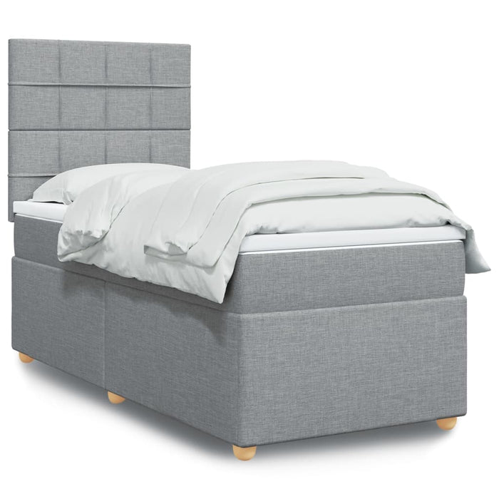 Pat box spring cu saltea, gri deschis, 100x200 cm, textil - WALTI WALTI