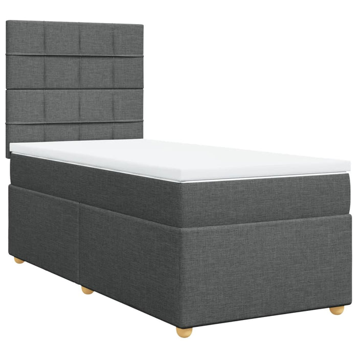 Pat box spring cu saltea, gri închis, 100x200 cm, textil - WALTI WALTI
