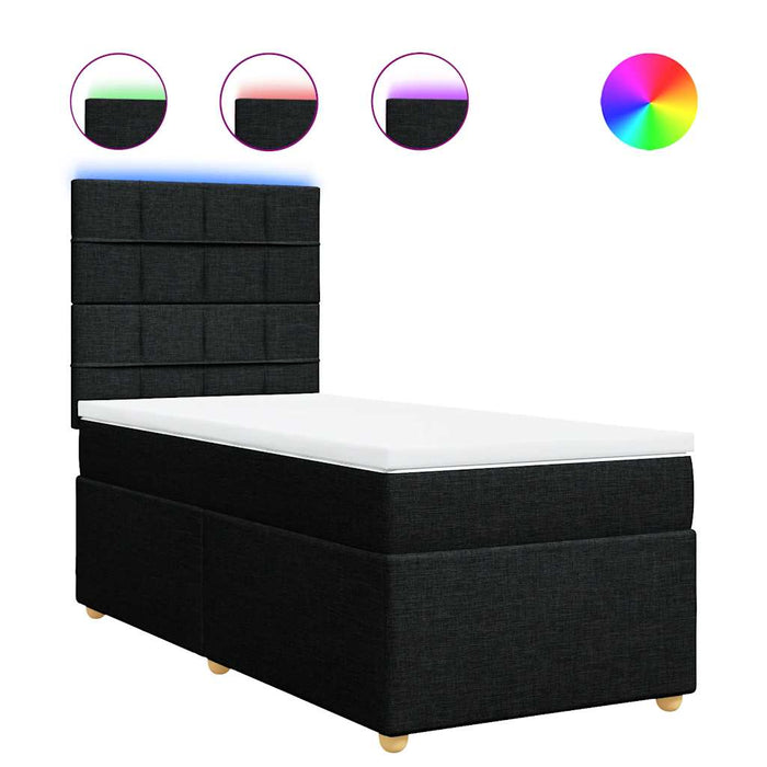 Pat box spring cu saltea, negru, 100x200 cm, textil - WALTI WALTI