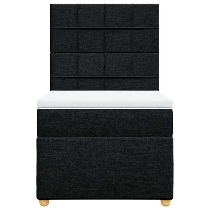 Pat box spring cu saltea, negru, 100x200 cm, textil - WALTI WALTI