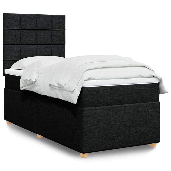 Pat box spring cu saltea, negru, 100x200 cm, textil - WALTI WALTI