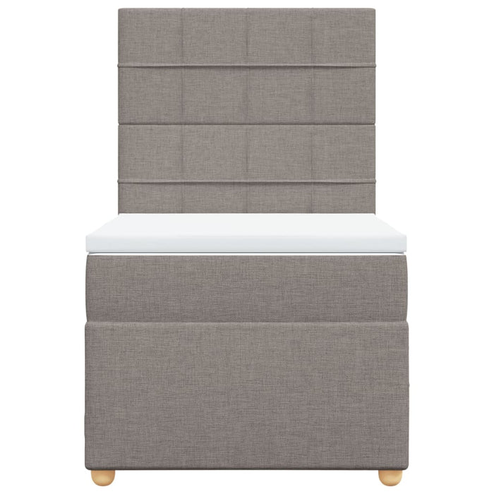 Pat box spring cu saltea, gri taupe, 100x200 cm, textil - WALTI WALTI