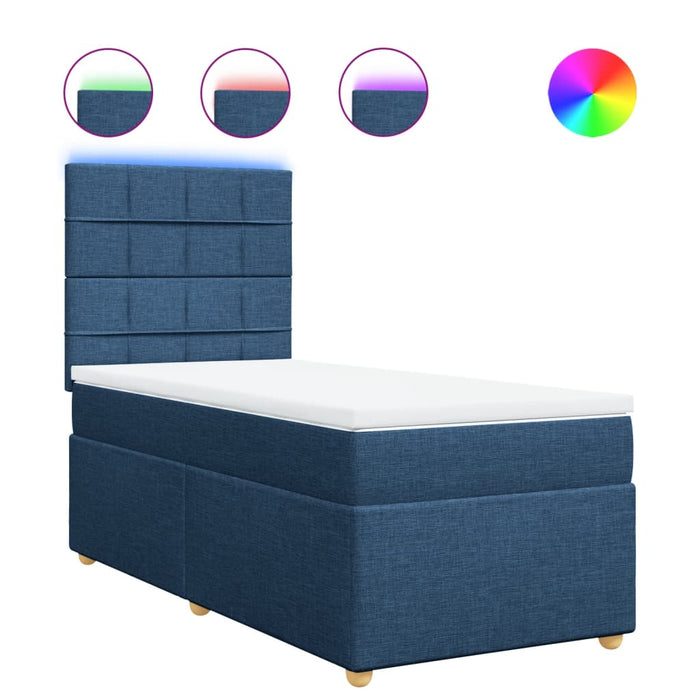 Pat box spring cu saltea, albastru, 100x200 cm, textil - WALTI WALTI