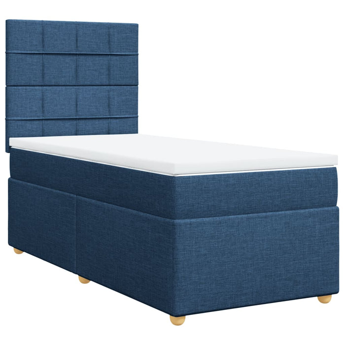 Pat box spring cu saltea, albastru, 100x200 cm, textil - WALTI WALTI