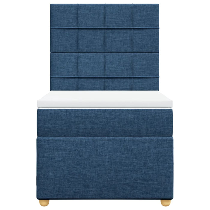 Pat box spring cu saltea, albastru, 100x200 cm, textil - WALTI WALTI