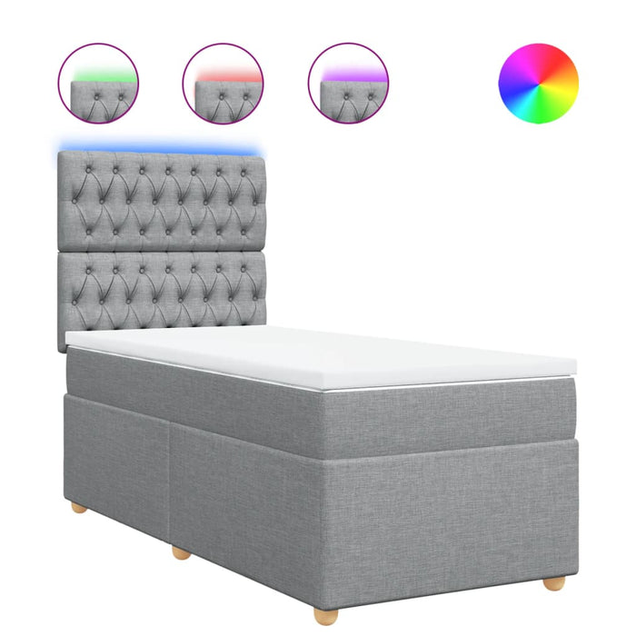 Pat box spring cu saltea, gri deschis, 100x200 cm, textil - WALTI WALTI