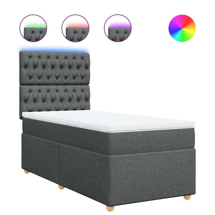 Pat box spring cu saltea, gri închis, 100x200 cm, textil - WALTI WALTI