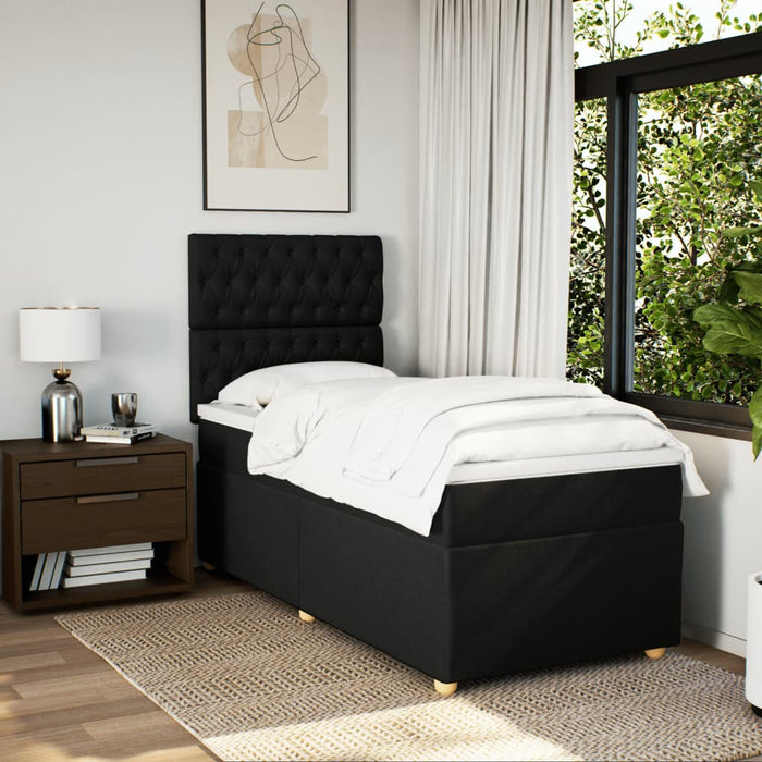 Pat box spring cu saltea, negru, 100x200 cm, textil - WALTI WALTI