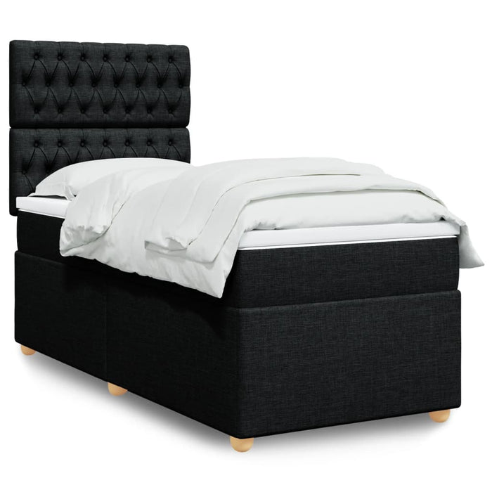 Pat box spring cu saltea, negru, 100x200 cm, textil - WALTI WALTI