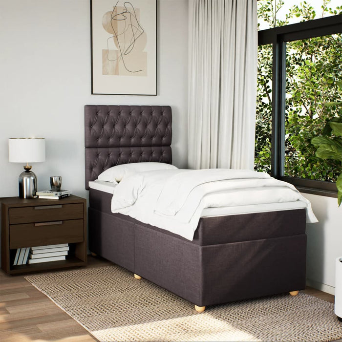 Pat box spring cu saltea, maro închis, 100x200 cm, textil - WALTI WALTI