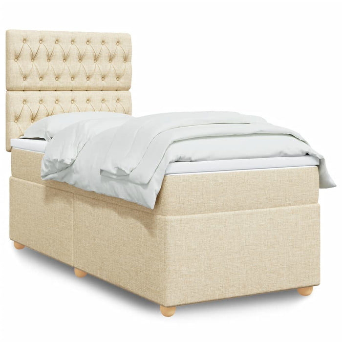 Pat box spring cu saltea, crem, 100x200 cm, textil - WALTI WALTI