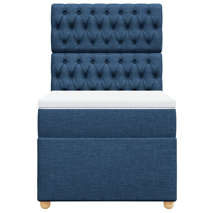 Pat box spring cu saltea, albastru, 100x200 cm, textil - WALTI WALTI