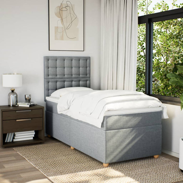 Pat box spring cu saltea, gri deschis, 100x200 cm, textil - WALTI WALTI