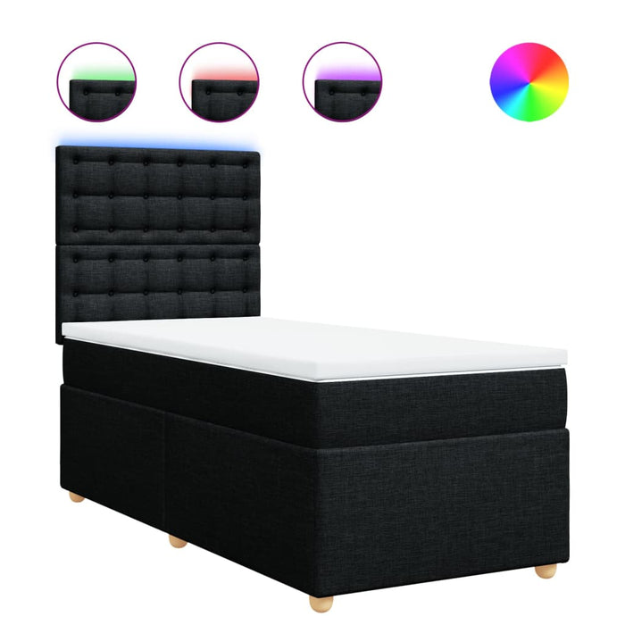 Pat box spring cu saltea, negru, 100x200 cm, textil - WALTI WALTI