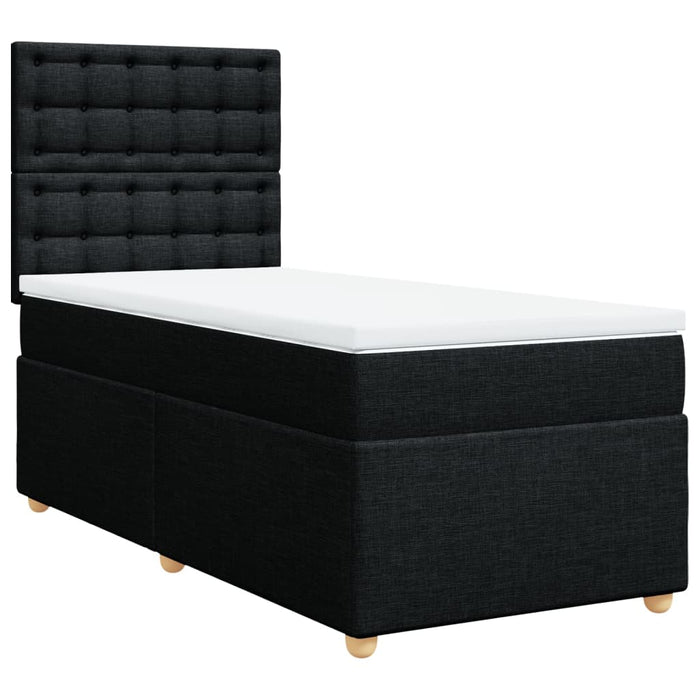 Pat box spring cu saltea, negru, 100x200 cm, textil - WALTI WALTI