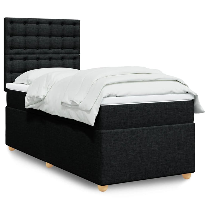 Pat box spring cu saltea, negru, 100x200 cm, textil - WALTI WALTI