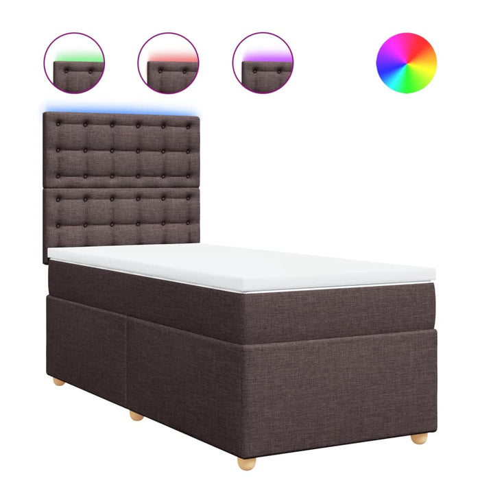 Pat box spring cu saltea, maro închis, 100x200 cm, textil - WALTI WALTI