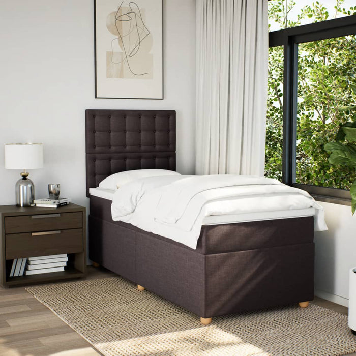 Pat box spring cu saltea, maro închis, 100x200 cm, textil - WALTI WALTI
