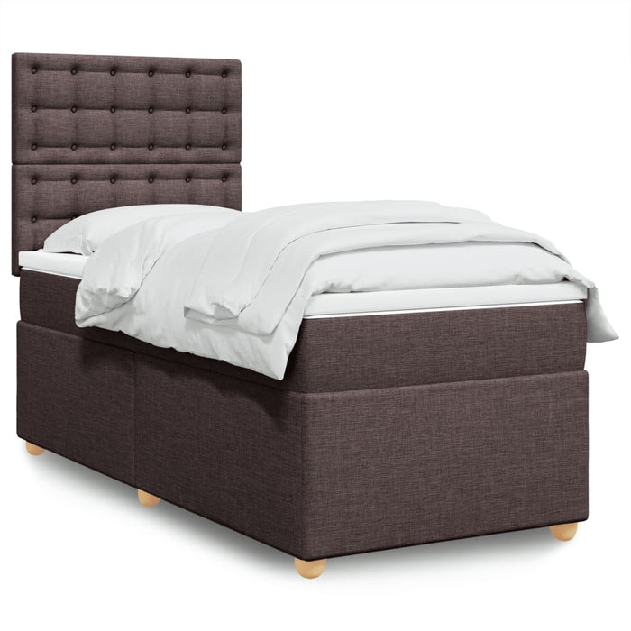 Pat box spring cu saltea, maro închis, 100x200 cm, textil - WALTI WALTI